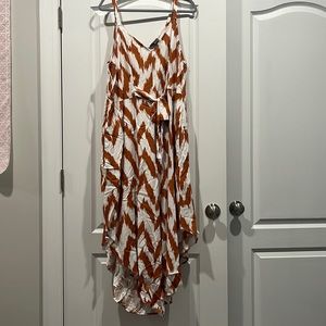 Long orange and white romper